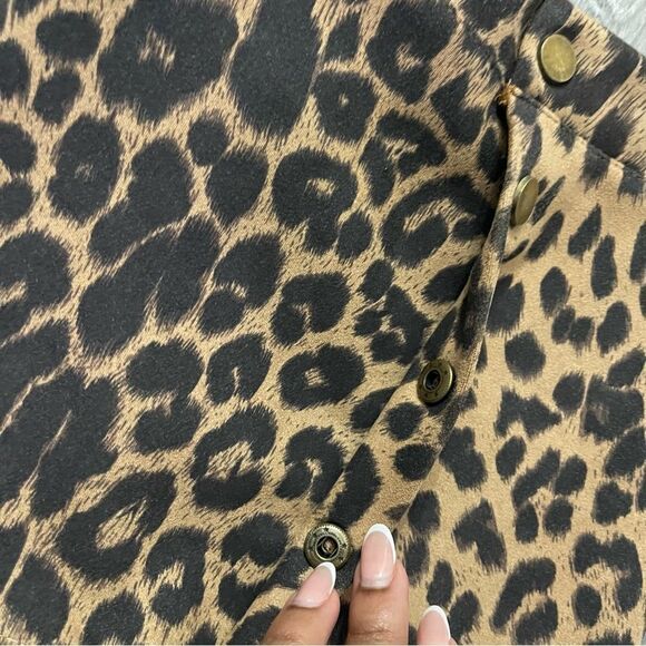 Girl’s Leopard Print Faux Suede Button Front Mini Skirt Small - Picture 3 of 11